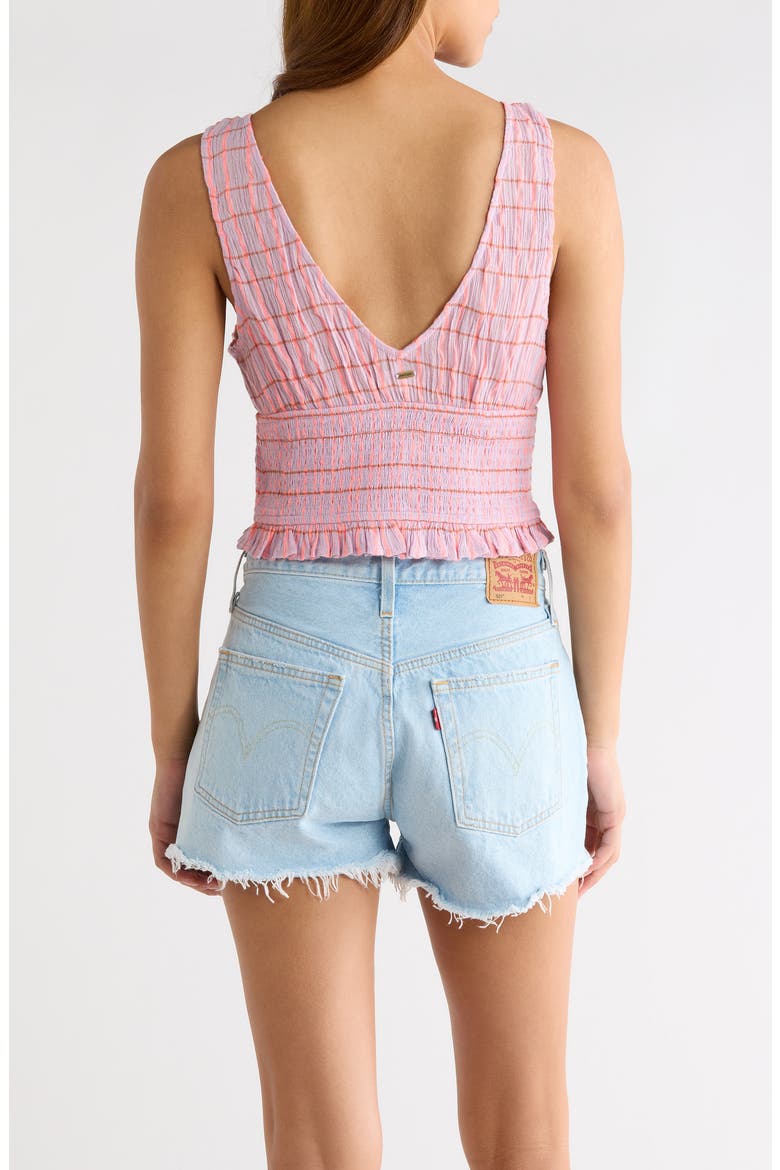 Paradise Check Cotton Blend Crop Tank, Alternate, color, PINK