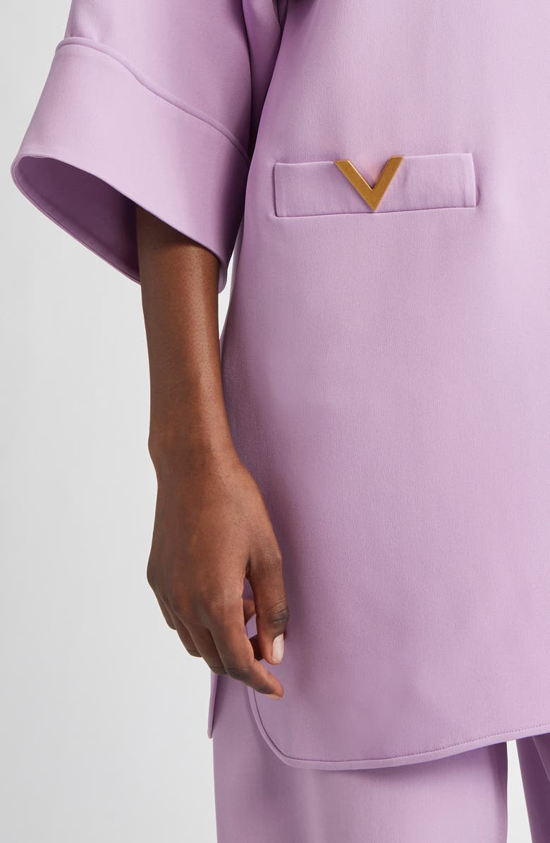 Valentino Garavani V-Detail Crepe Couture Tunic Top, Alternate, color, Soft Wisteria