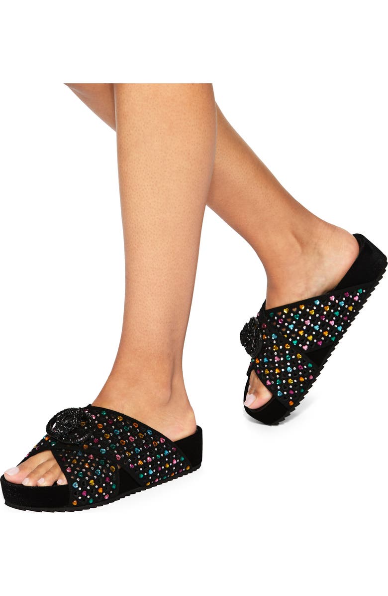 Kurt Geiger London Cross Strap Slide Sandal, Alternate, color, Charcoal