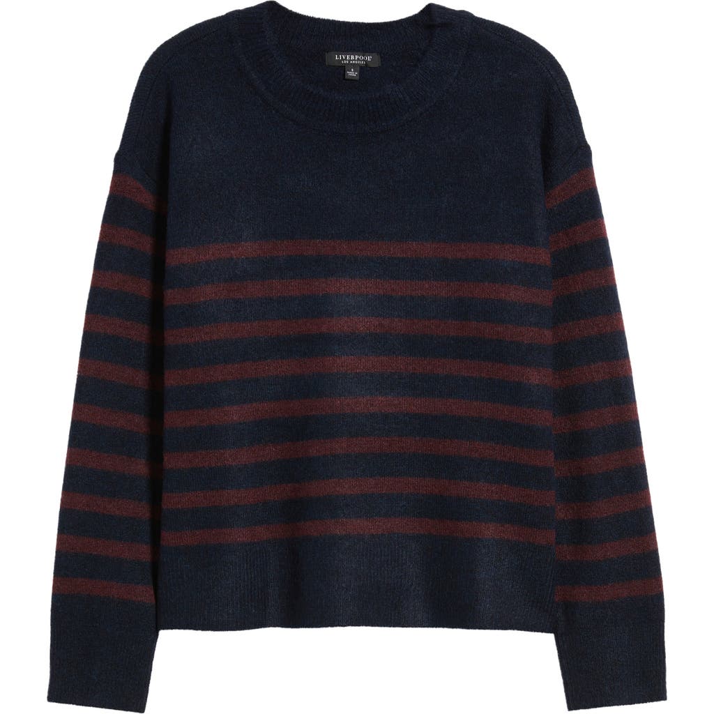 Liverpool Los Angeles Stripe Drop Shoulder Sweater In Blue