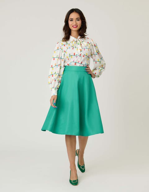 Retro Style High Waist Vivien Swing Skirt