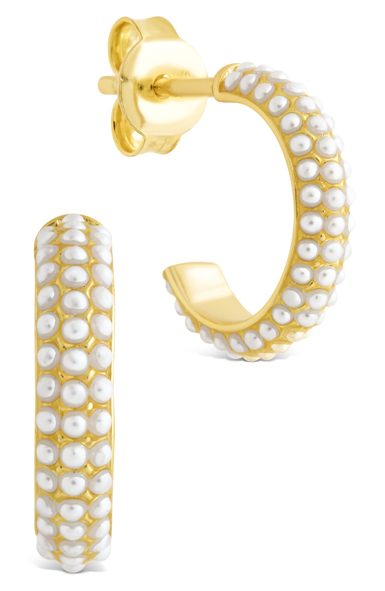 Sterling Forever Quinley Faux Pearl Hoop Earrings In Gold