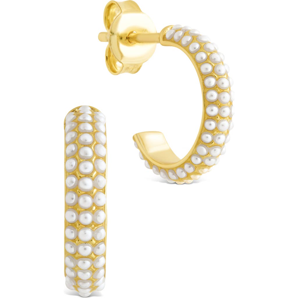 Sterling Forever Quinley Faux Pearl Hoop Earrings In Gold