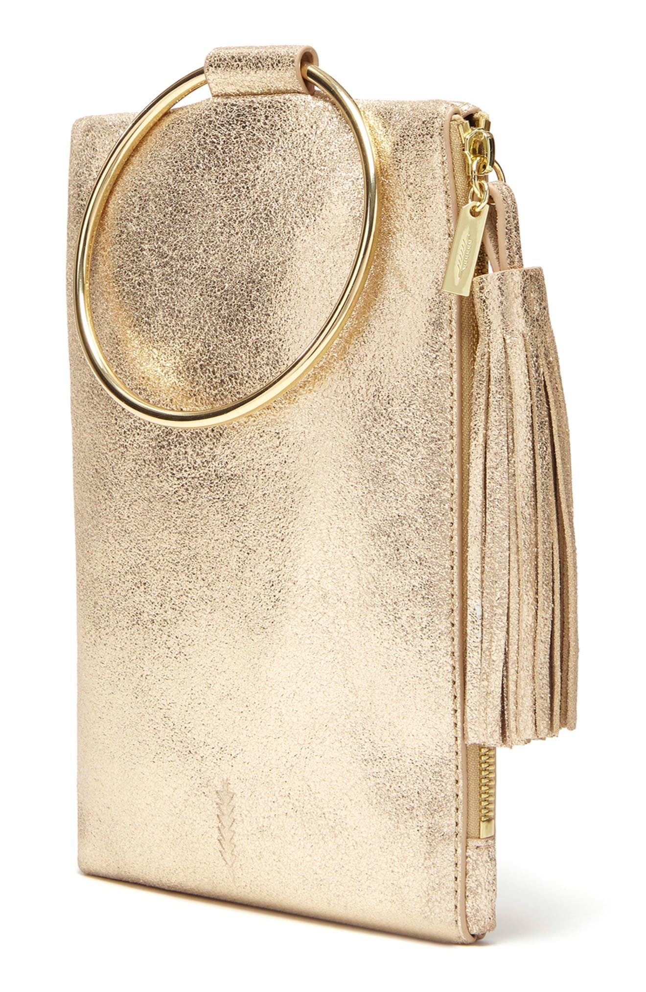 Nolita Ring Handle Leather Clutch, Alternate, color, VINTAGE GOLD