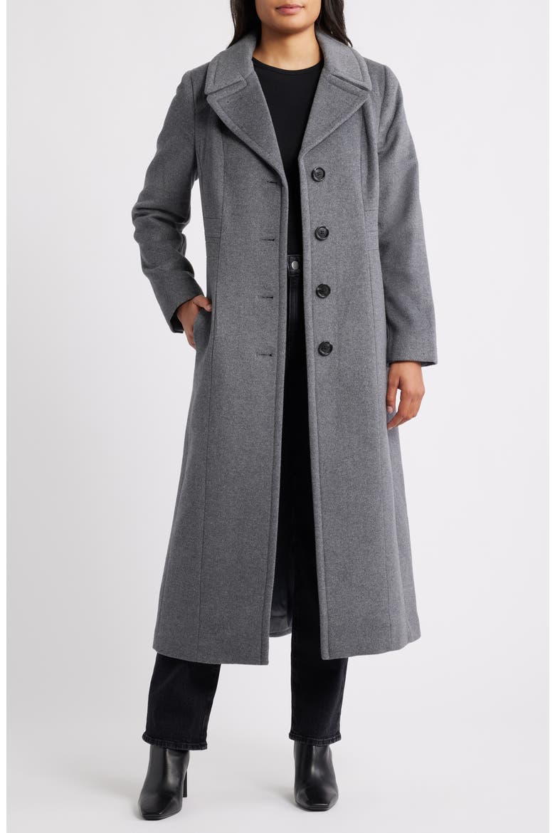 Wool Blend Longline Coat, Main, color, LIGHT GREY