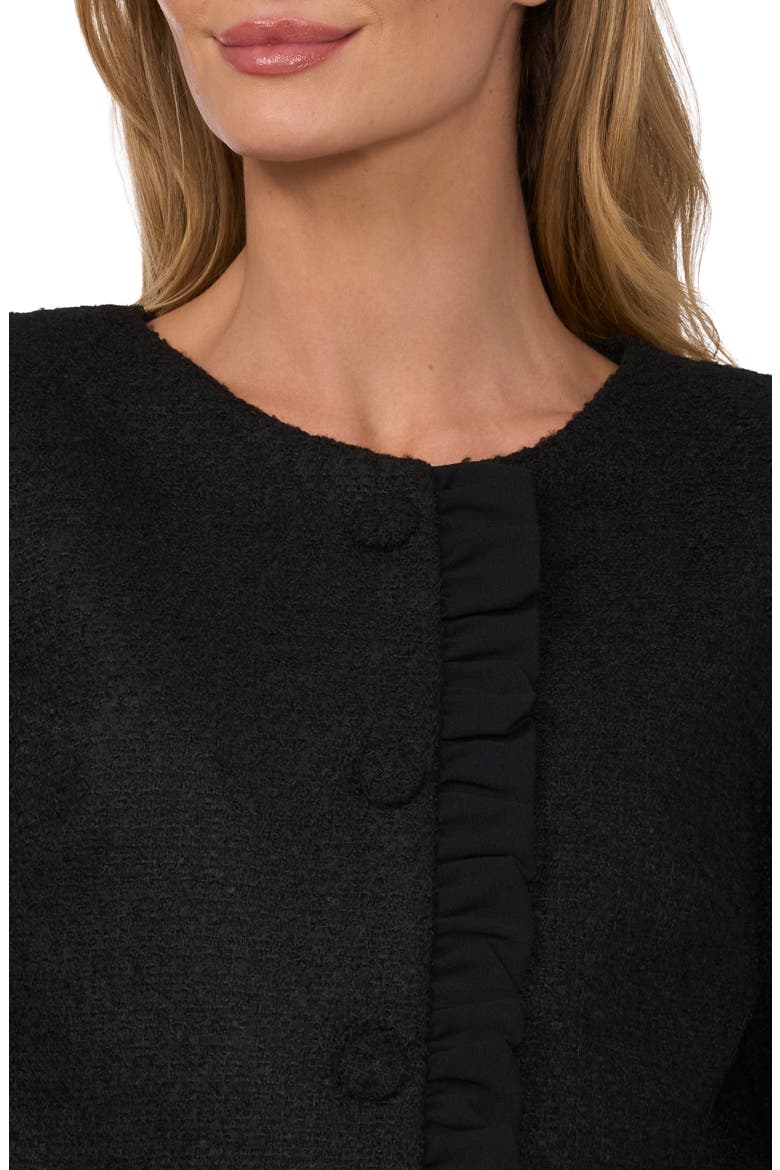 Ruffle Trim Tweed Jacket, Alternate, color, RICH BLACK