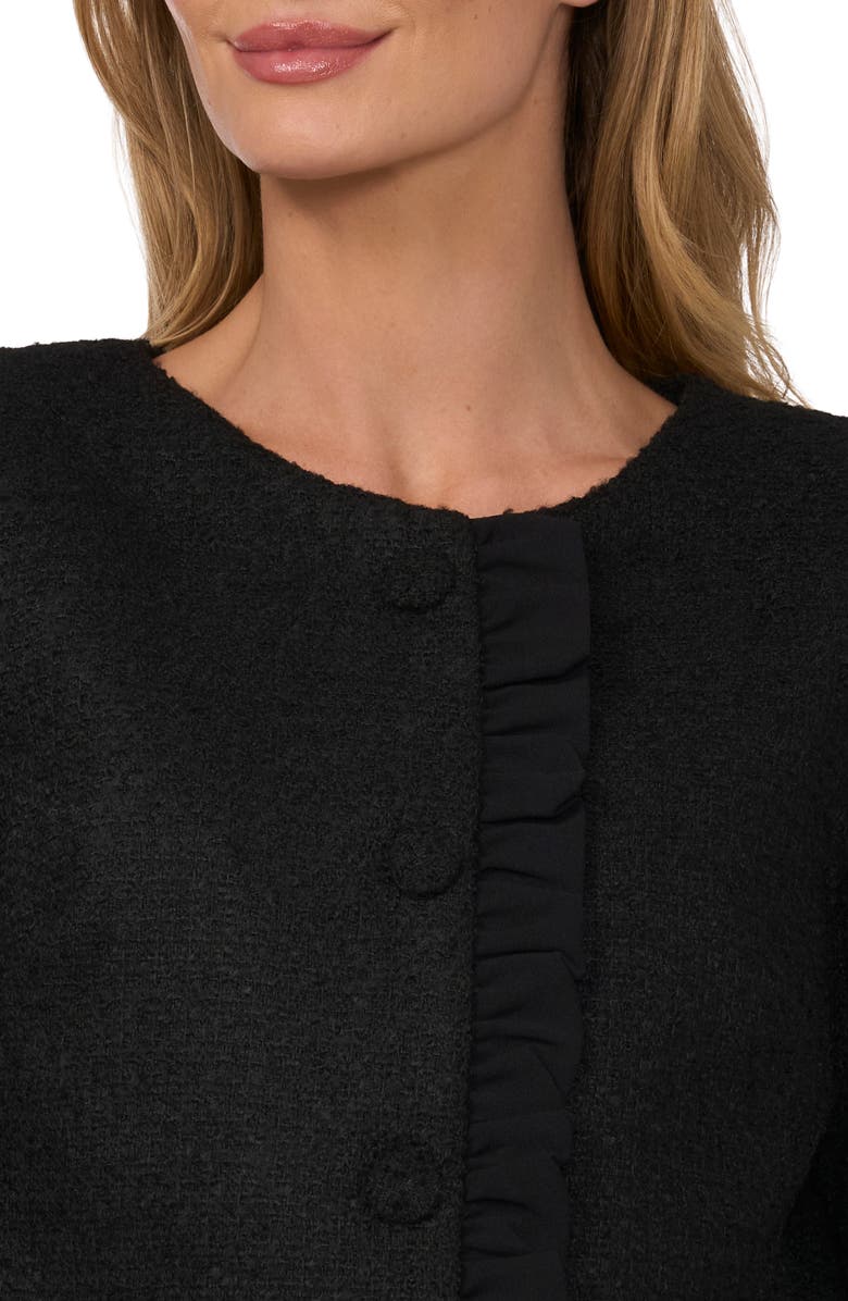 CeCe Ruffle Trim Tweed Jacket, Alternate, color,