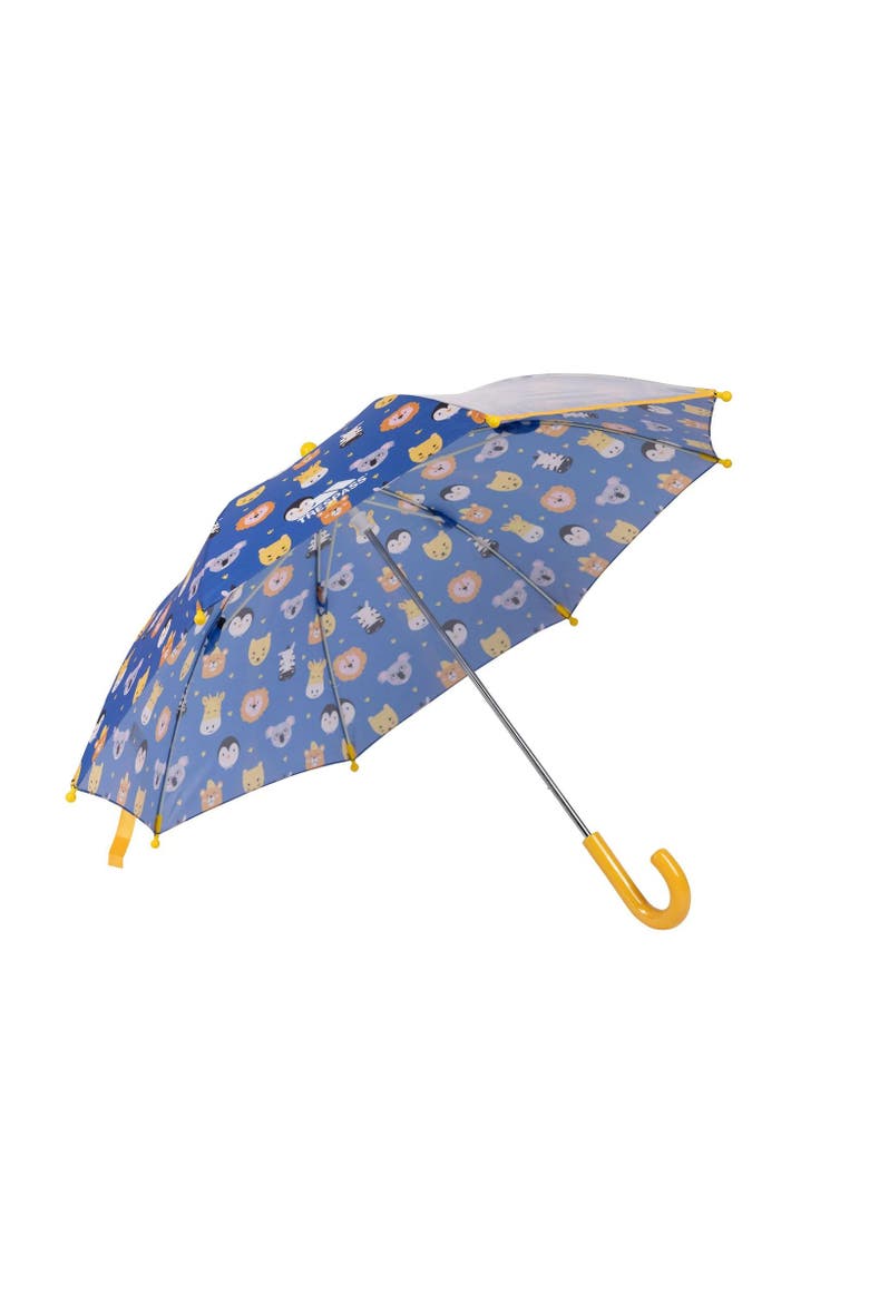 Childrens/kids Drizzle Animal Print Stick Umbrella, Alternate, color, Blue  Yellow