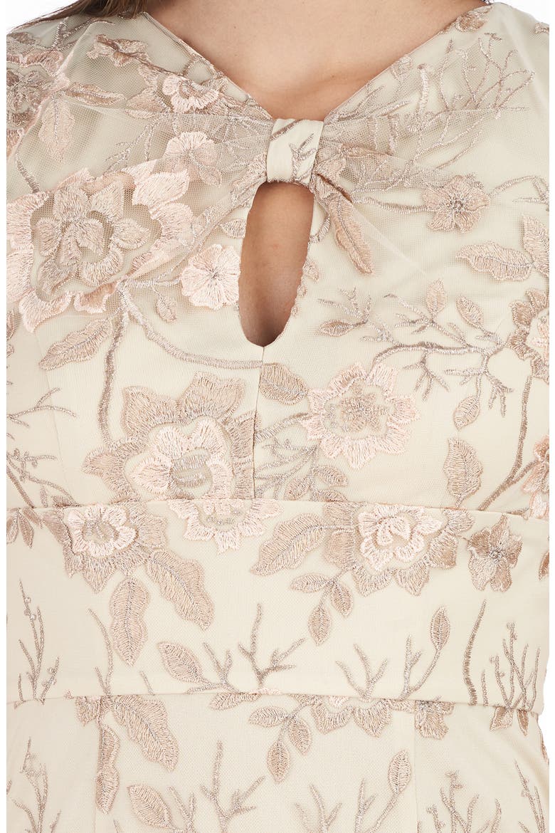 Jorden Bow Embroidered Column Gown, Alternate, color, CHAMPAGNE