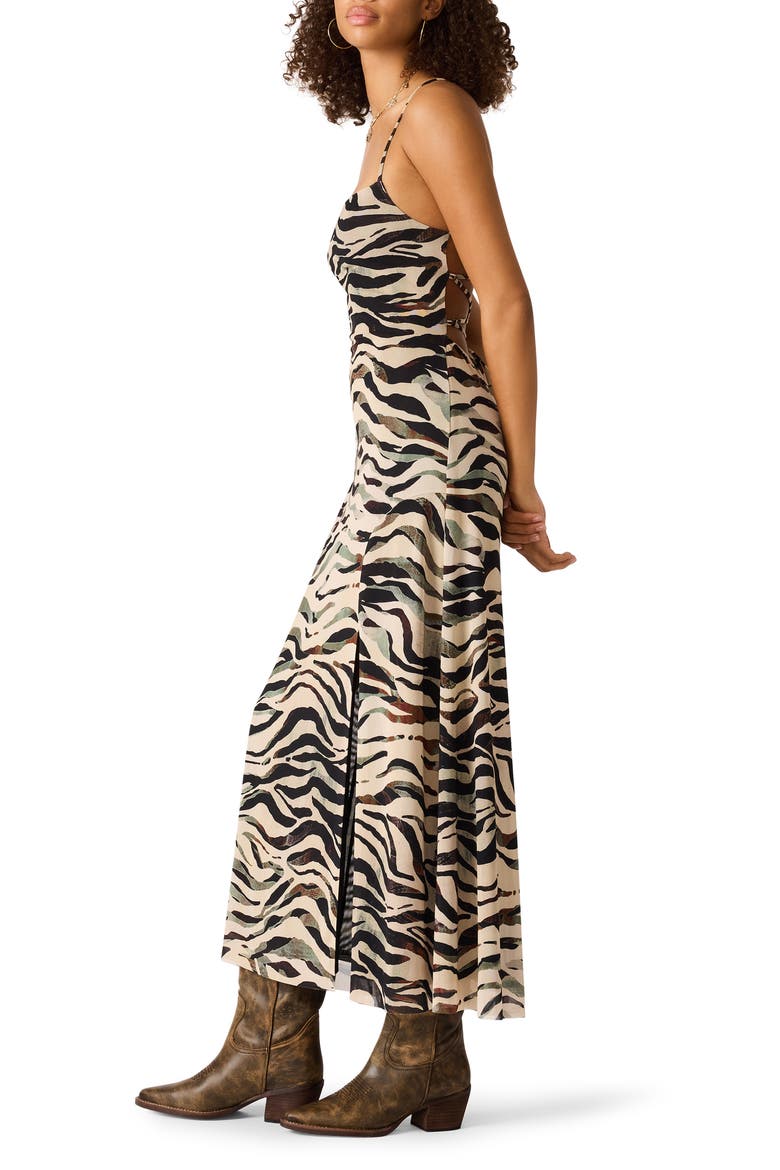 Adella Strappy Maxi Dress, Alternate, color, CARAMEL ZEBRA
