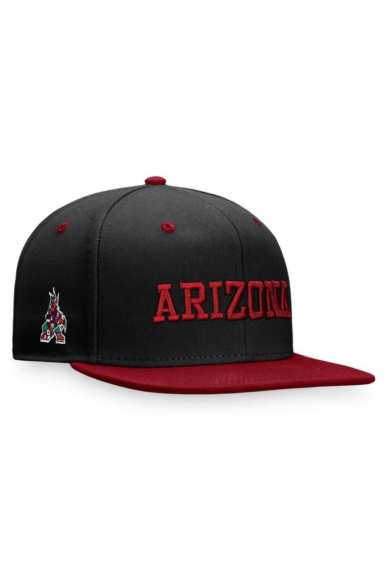 Men's Fanatics Branded Black/Garnet Arizona Coyotes Heritage City Two-Tone Snapback Hat, Main, color, Black