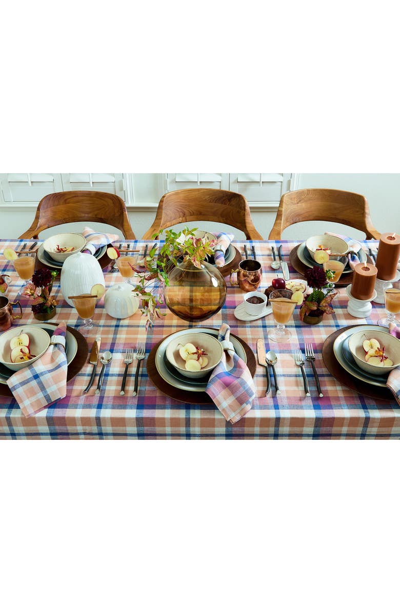 Solino Home Linen Table Throw - Fall Flavors Madras, 52" x 52" Inch, Alternate, color, Fall Multicolor