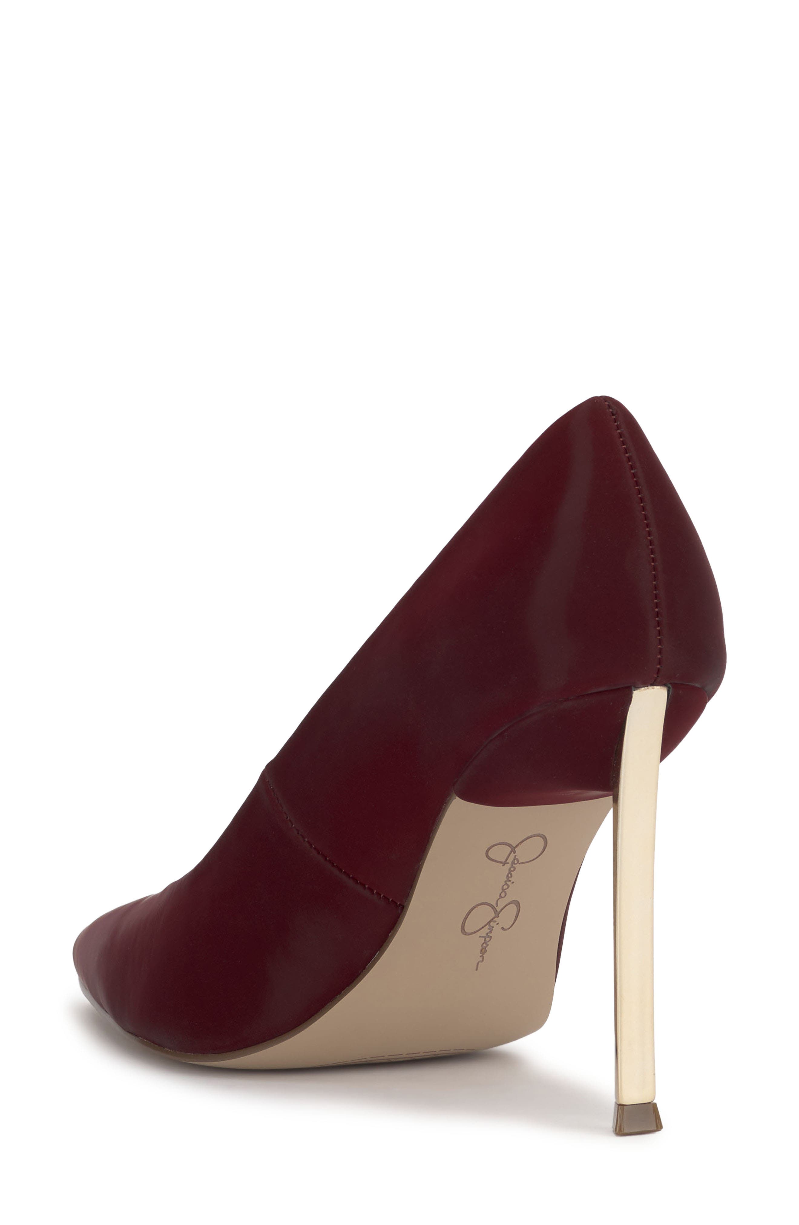 Kheloe Pointed Toe Pump, Alternate, color, DARK CHERRY SATNLL