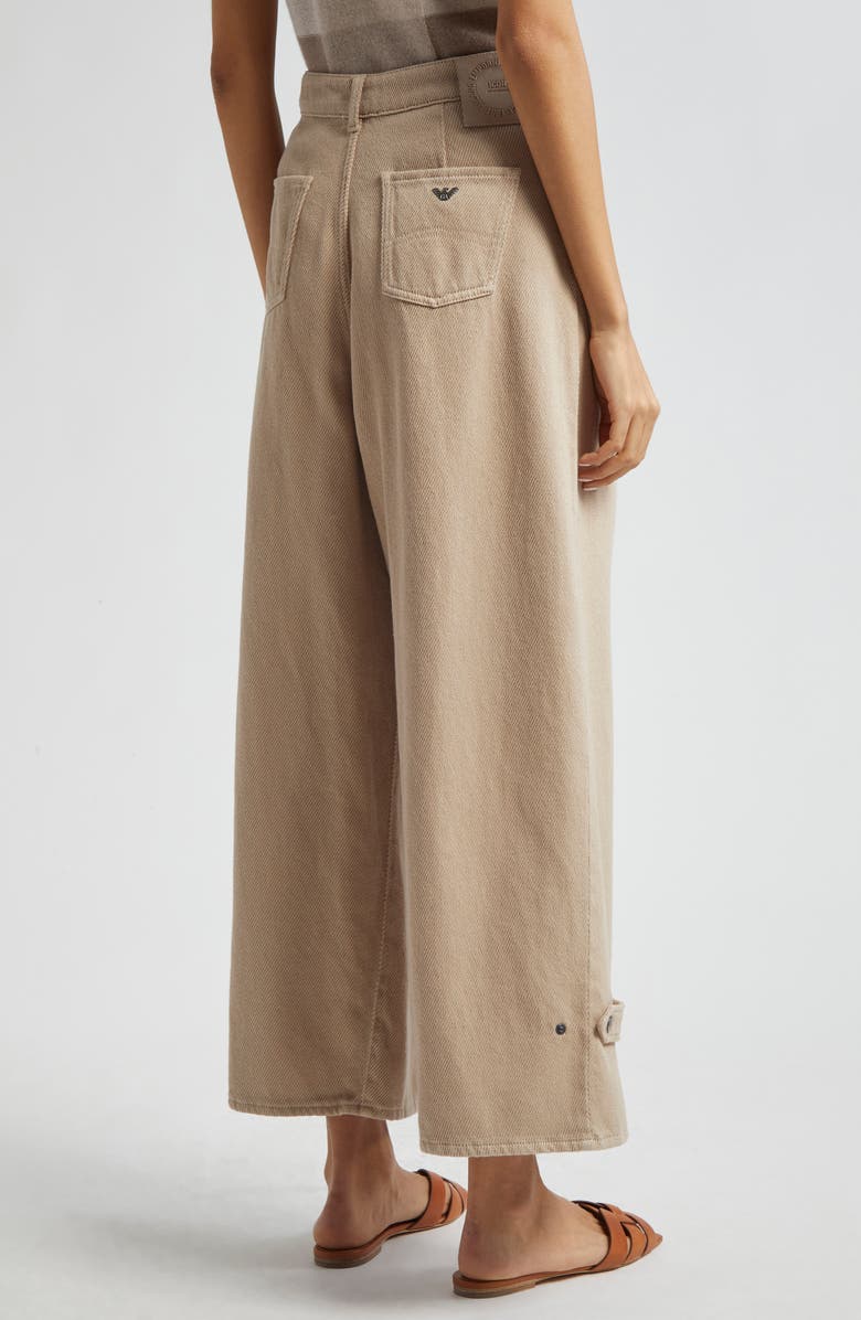Emporio Armani High Crop Wide Leg Cotton Twill Pants, Alternate, color,