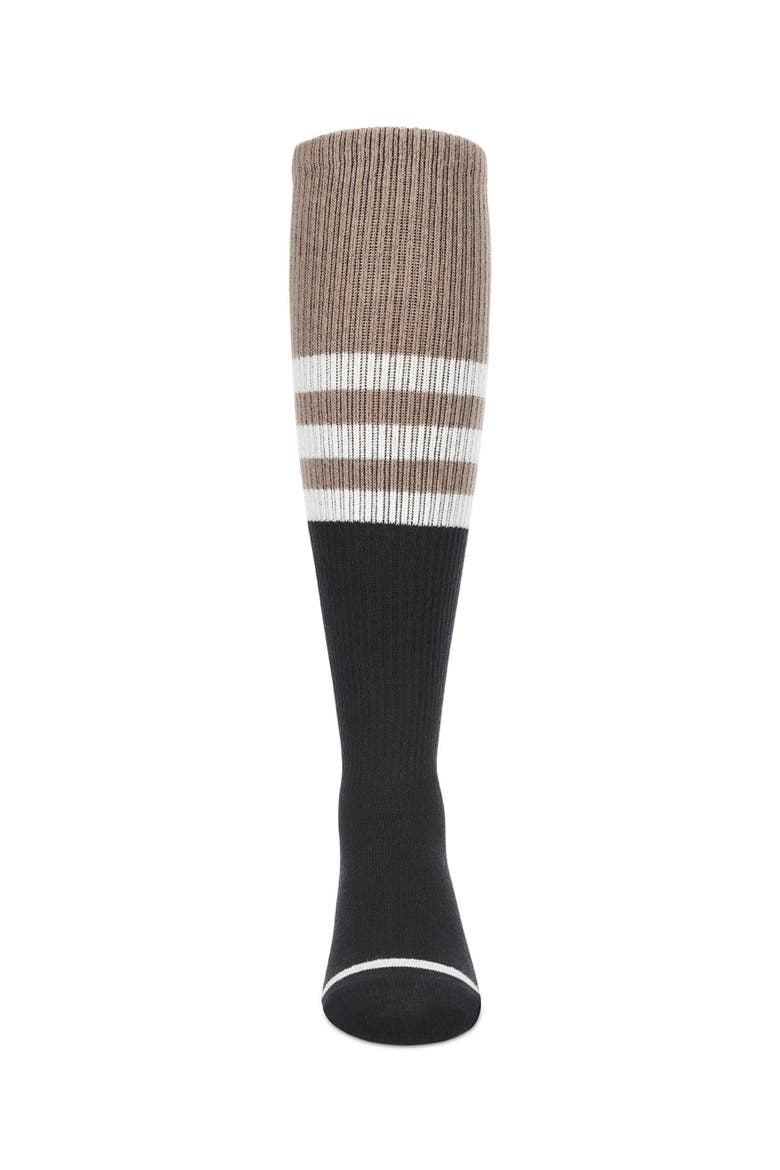 Two-Tone Stripe Knee-High Socks, Alternate, color, Black