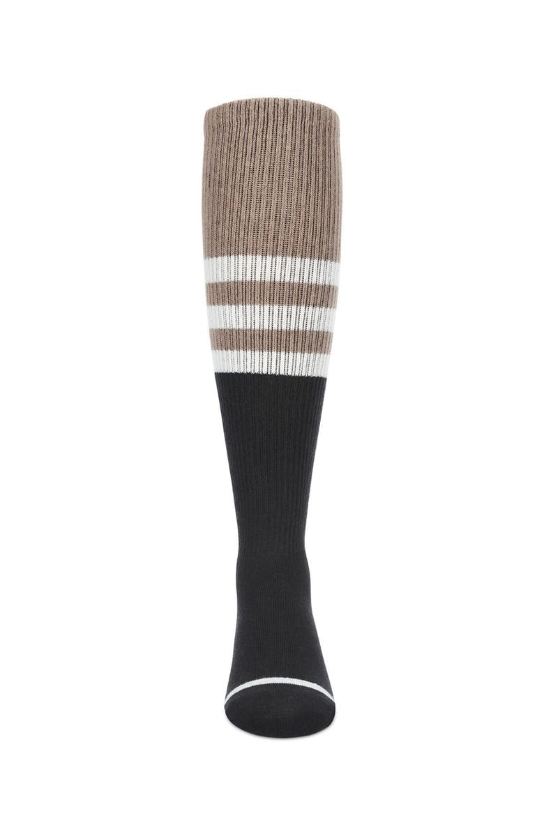 MeMoi Two-Tone Stripe Knee-High Socks, Alternate, color, Black