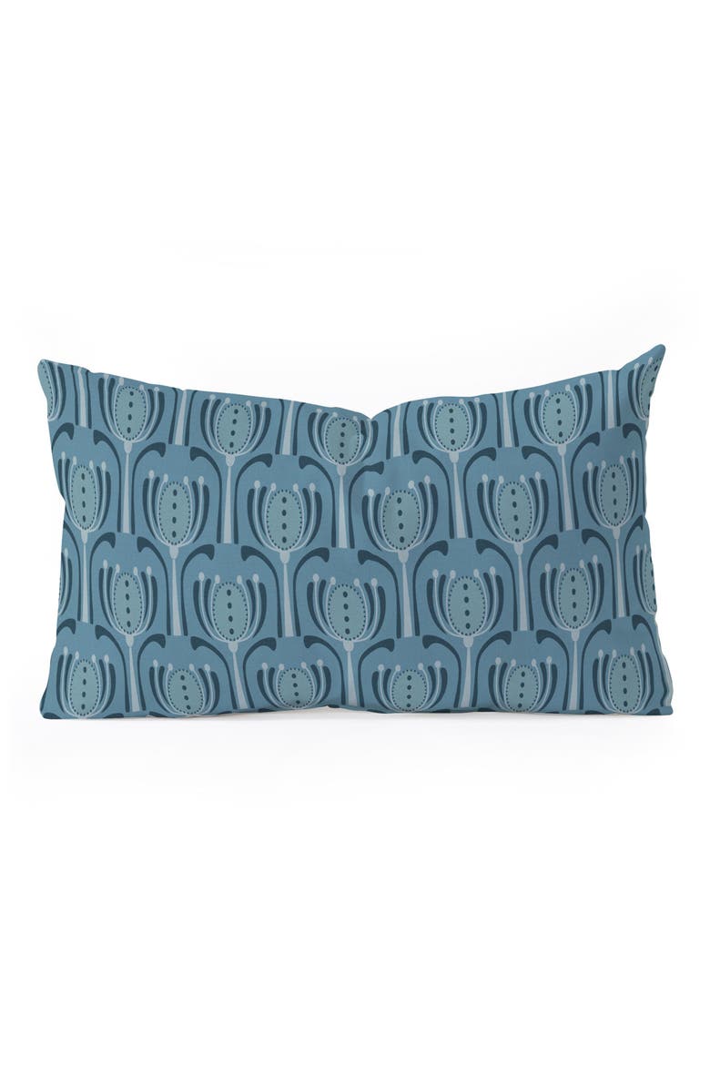 Blue Tulips Oblong Throw Pillow, Main, color, NAVY