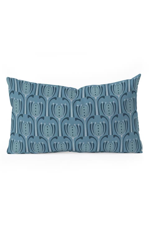 Blue Tulips Oblong Throw Pillow
