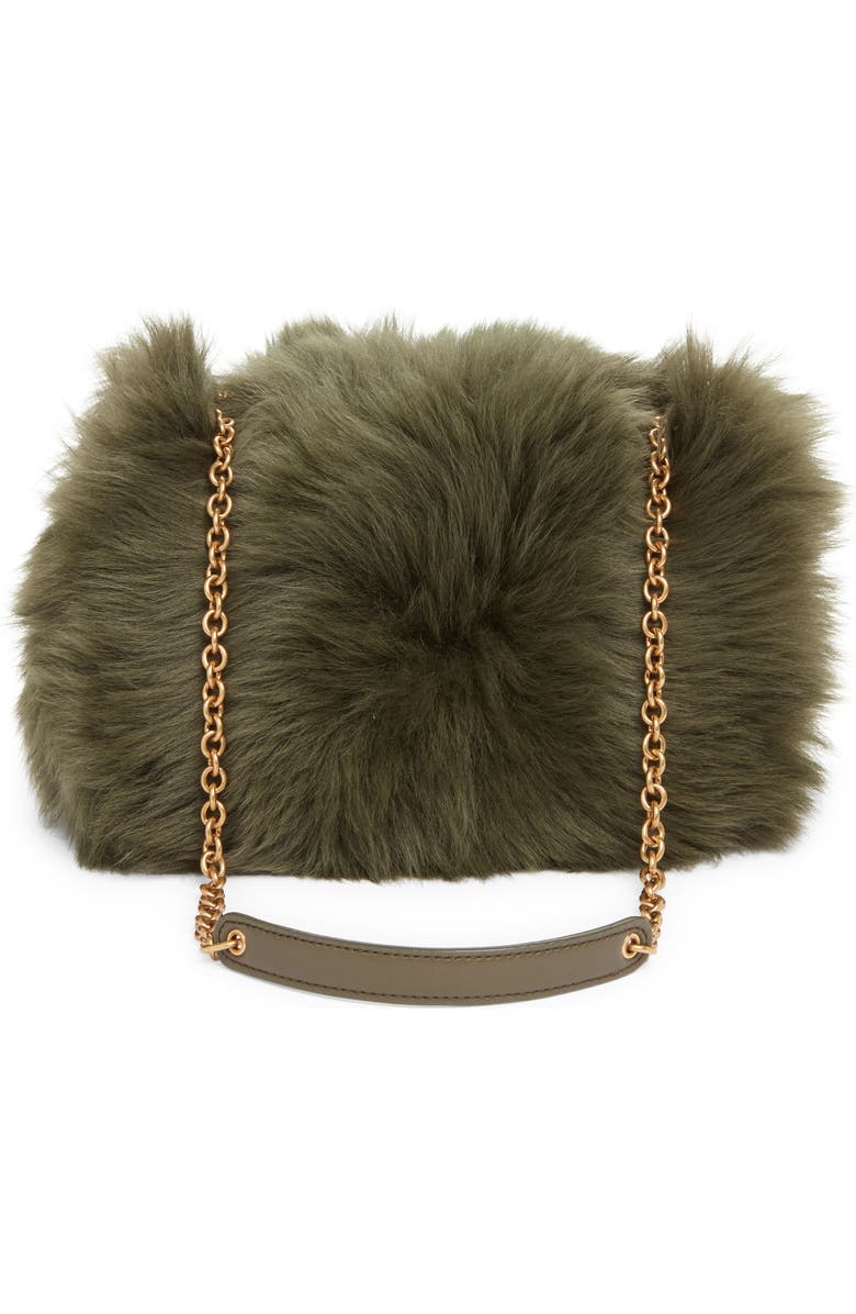 Saint Laurent Mini Jamie 4.3 Genuine Shearling Shoulder Bag, Alternate, color, Dark Olive