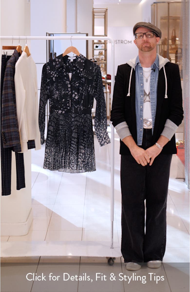 Ali Pleated Long Sleeve Mini Shirtdress, sales video thumbnail