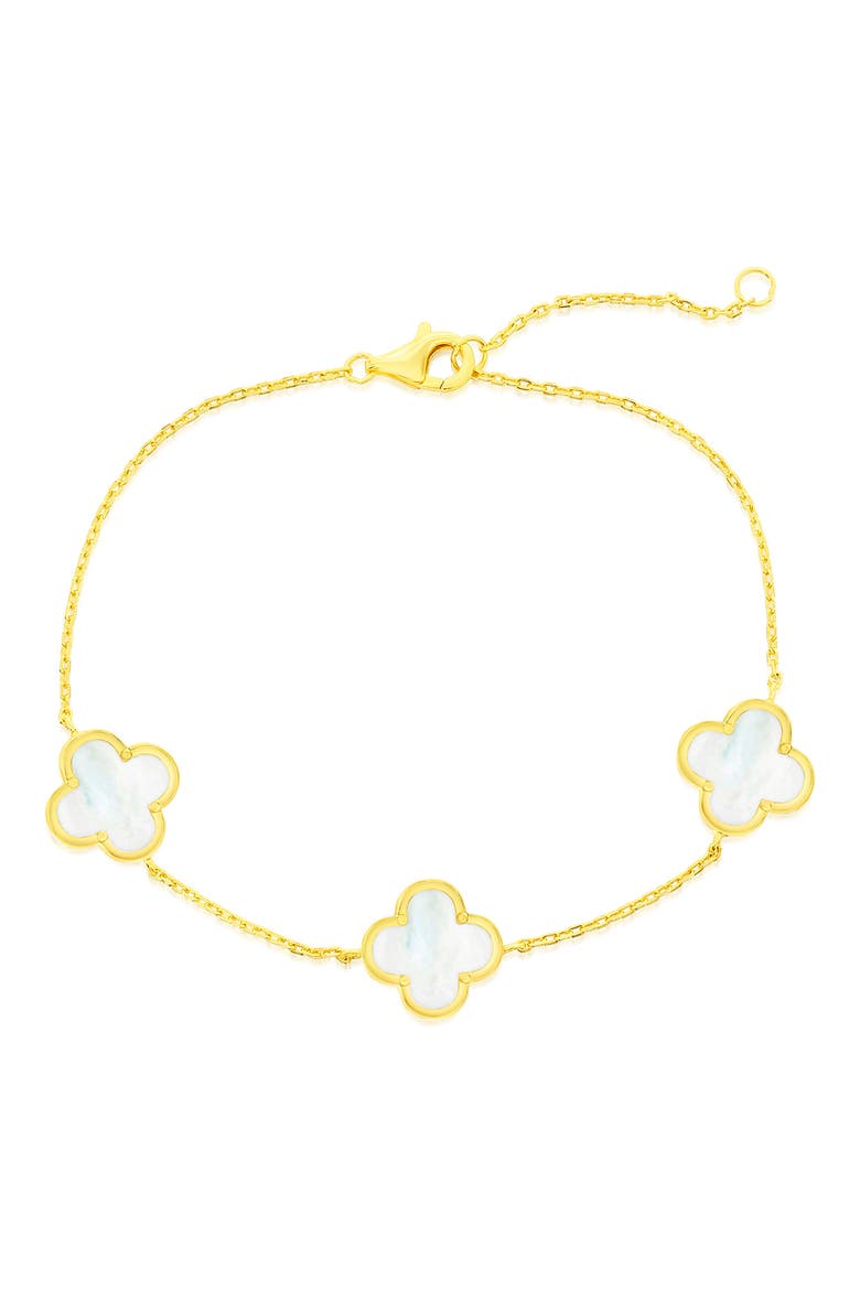 Mother of Pearl Clover Bracelet, Main, color, GOLD