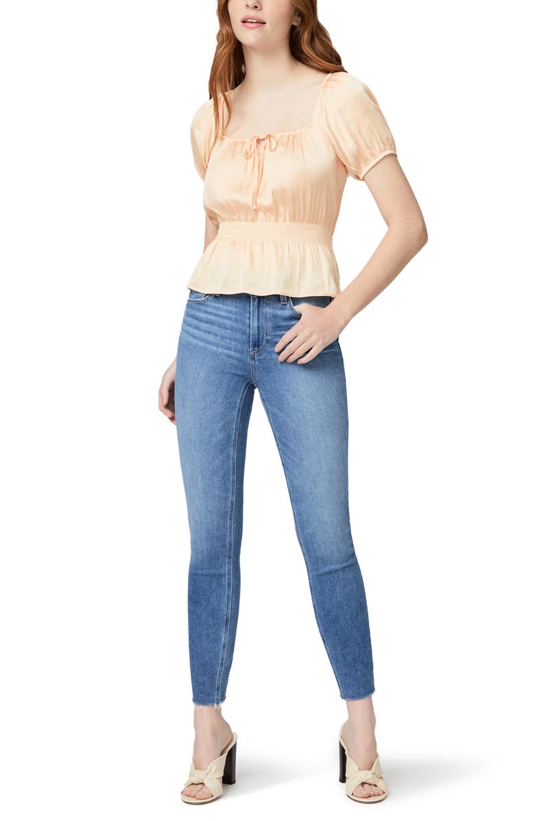PAIGE Olenna Top Puff Sleeve Smocked Waist Top, Alternate, color, 