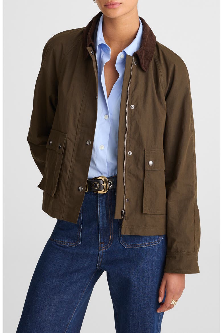 Waxed Zip Jacket, Main, color, TRENCH GREEN