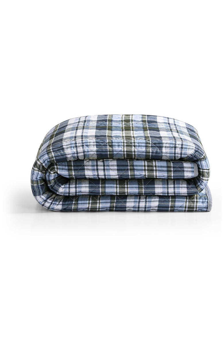 Bleecker Plaid Quilt & Shams Set, Alternate, color, WHITE/ PALE BLUE/ DARK GREEN