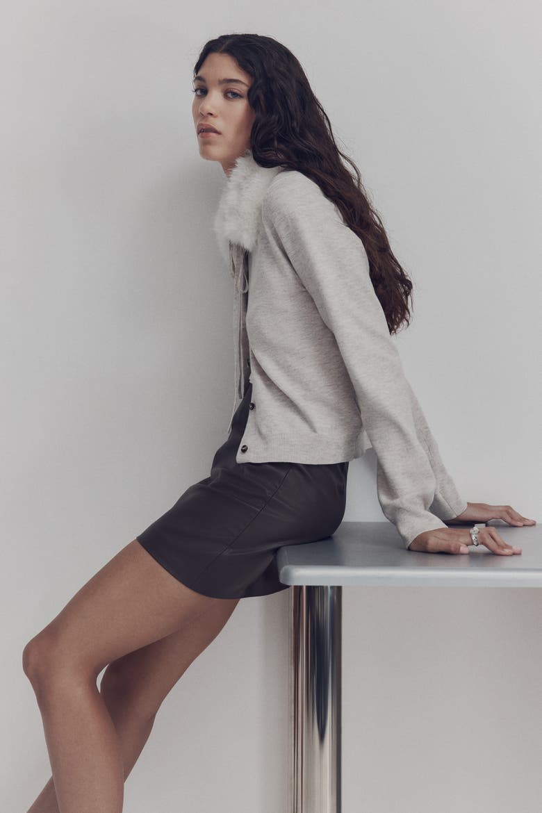 Collared Cardigan, Main, color, Light beige melange