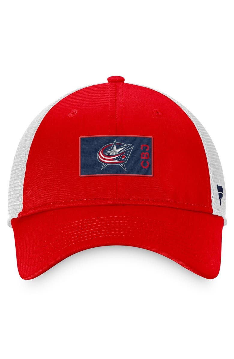 FANATICS Men's Fanatics Branded Red/White Columbus Blue Jackets Authentic Pro Rink Trucker Snapback Hat, Alternate, color, Red
