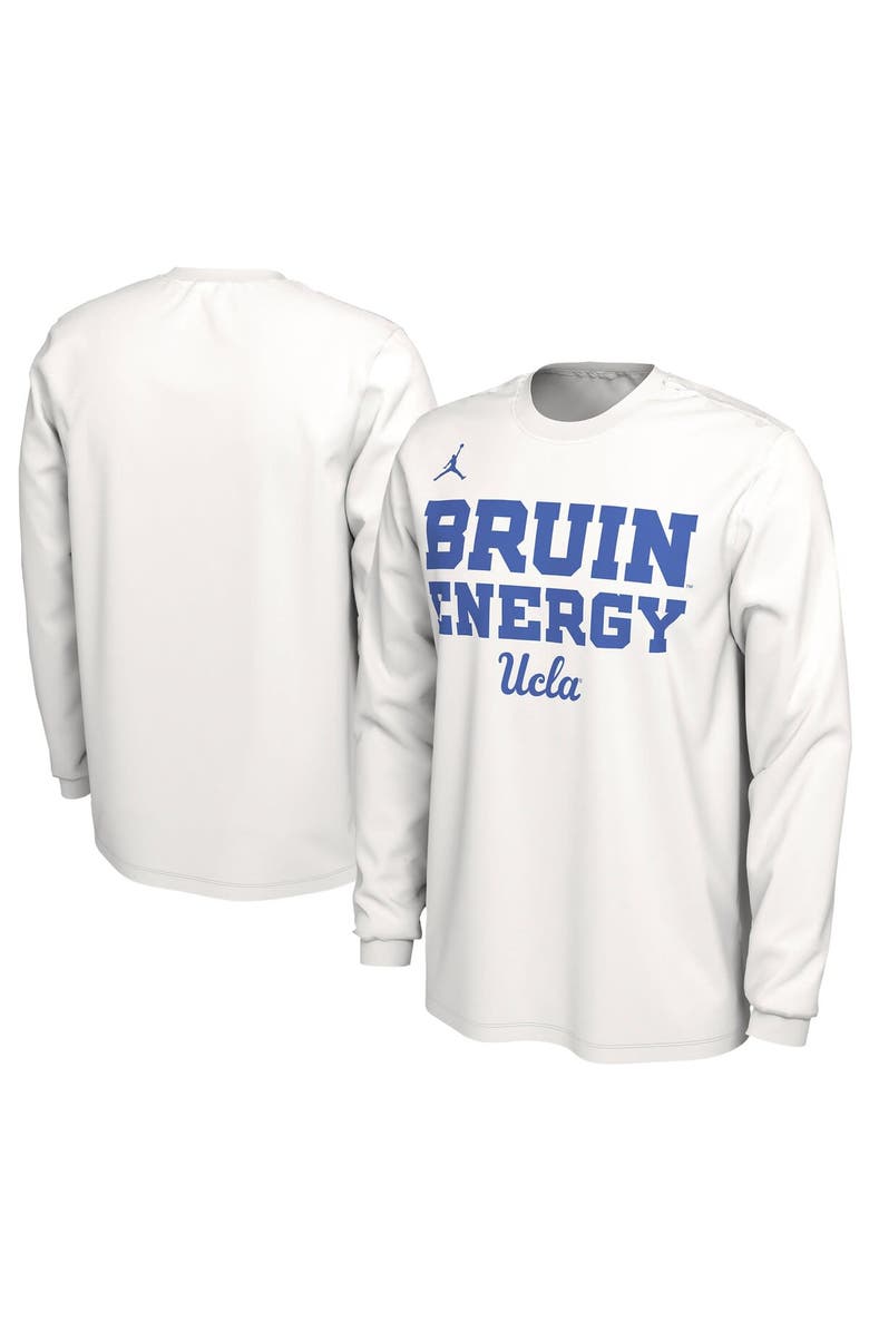 Jordan Brand Unisex Jordan Brand  White UCLA Bruins 2024 On-Court Bench Energy Long Sleeve T-Shirt, Main, color, 