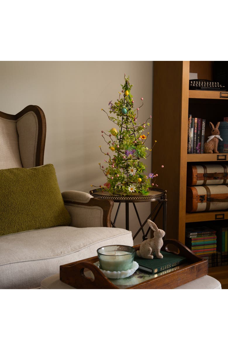 NEARLY NATURAL 24-in Artificial Easter Cone Tree with Wild Flowers and Mini Eggs, Alternate, color, 