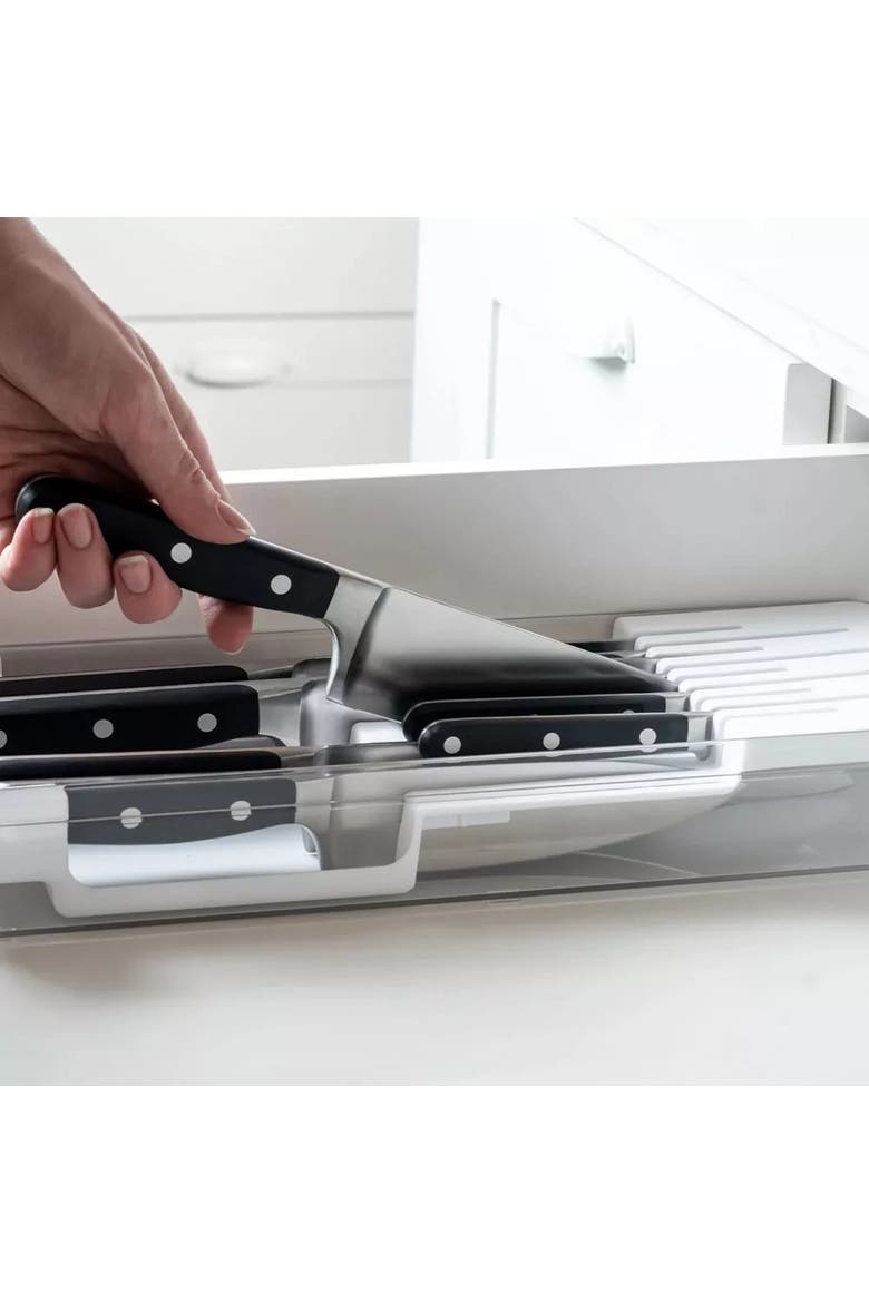 Compact Modular In Drawer Knife Organizer Tray, Alternate, color, White