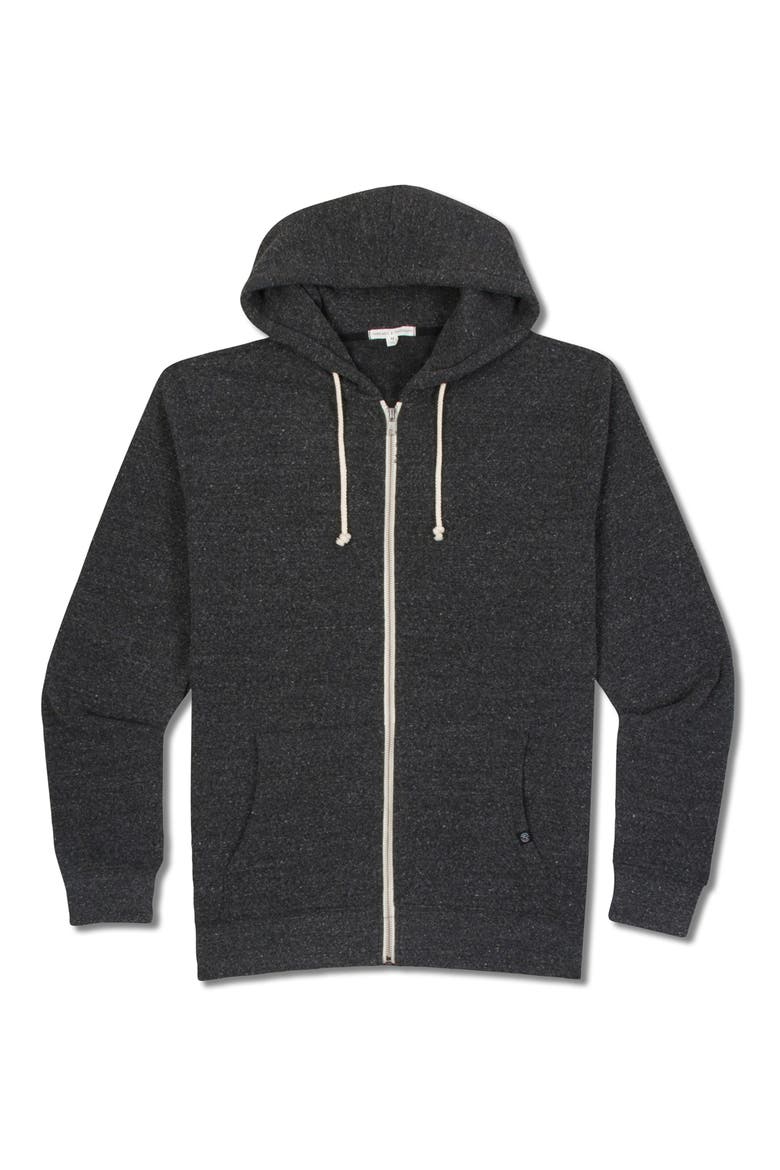 Trim Fit Heathered Fleece Zip Hoodie, Main, color, HTR BLACK