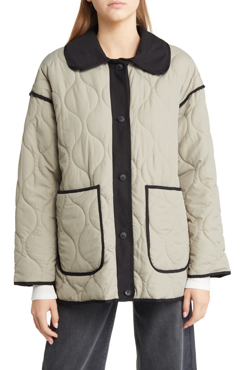 VERO MODA Reese Emerson Fleece Collar Quilted Jacket, Alternate, color, 