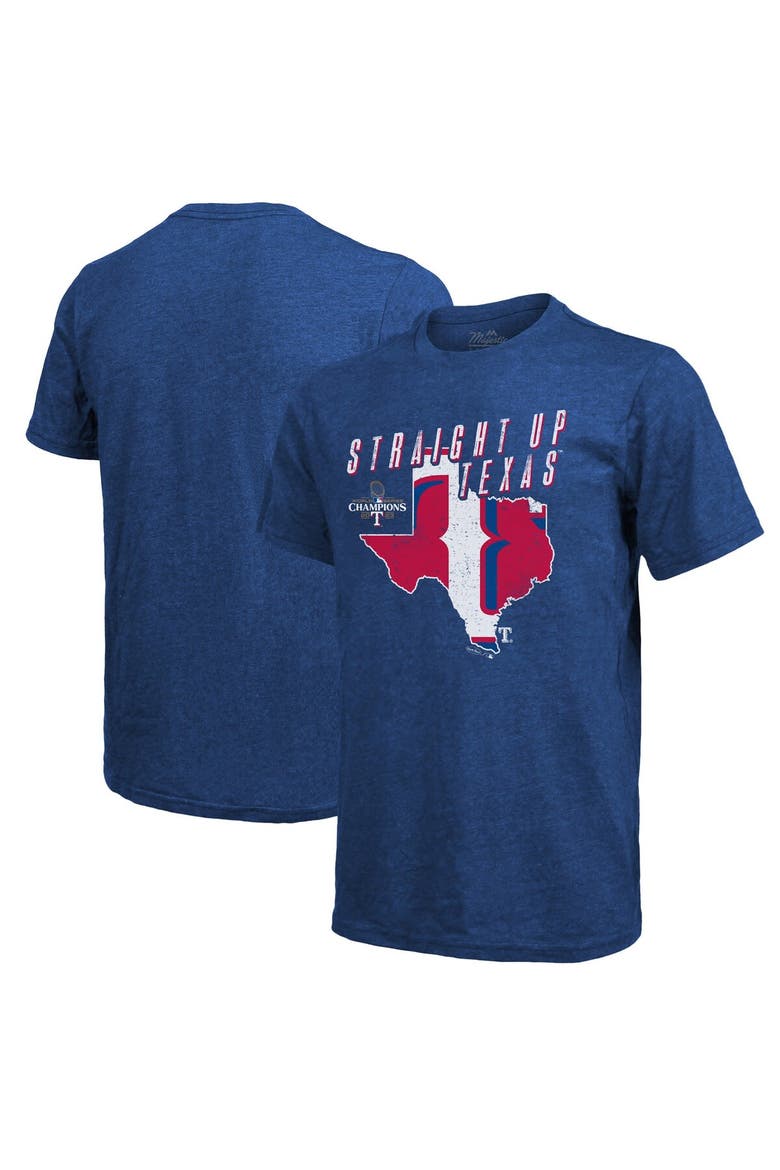 Men's Majestic Threads Royal Texas Rangers 2023 World Series Champions Local State of Mind Tri-Blend T-Shirt, Alternate, color, Royal