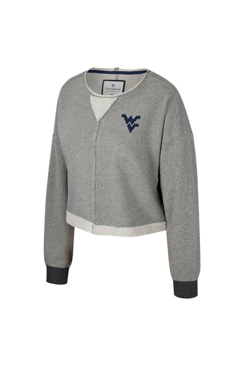 Women's Colosseum Charcoal West Virginia Mountaineers Magnum Scoop Neck Cropped Pullover Sweatshirt, Alternate, color, Charcoal