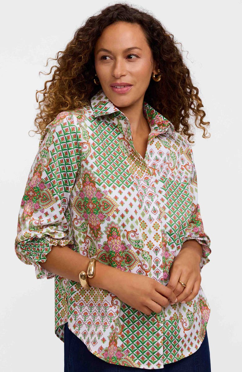 Foxcroft Olivia Patchwork Print Button-Up Shirt, Alternate, color, 