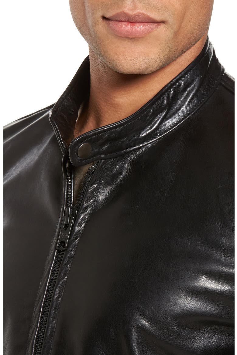 Café Racer Unlined Cowhide Leather Jacket, Alternate, color, BLACK