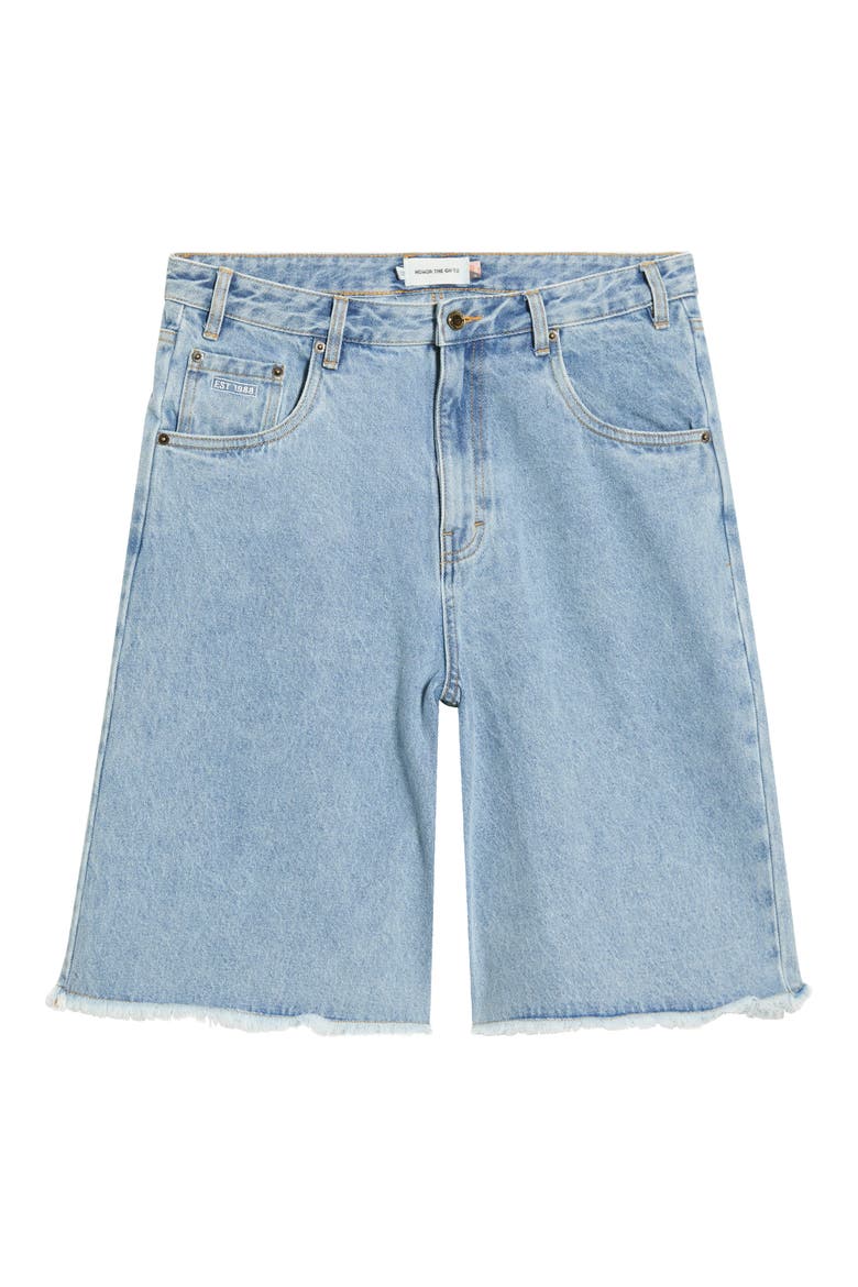 Fray Hem Denim Bermuda Shorts, Alternate, color, INDIGO