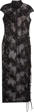 KIM SHUI Xinyi Floral Embroidered Silk Organza Qipao Dress