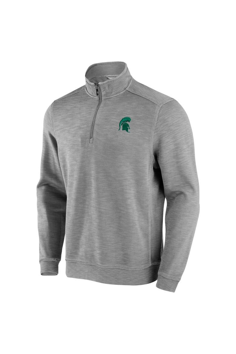 Men's Tommy Bahama Gray Michigan State Spartans Tobago Bay Half-Zip Tri-Blend Top, Alternate, color, Gray
