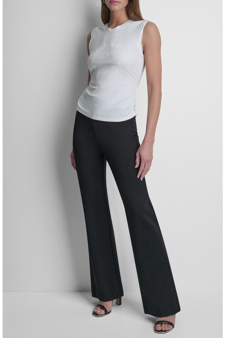 Script Ruched Cotton Blend Tank, Alternate, color, WHITE