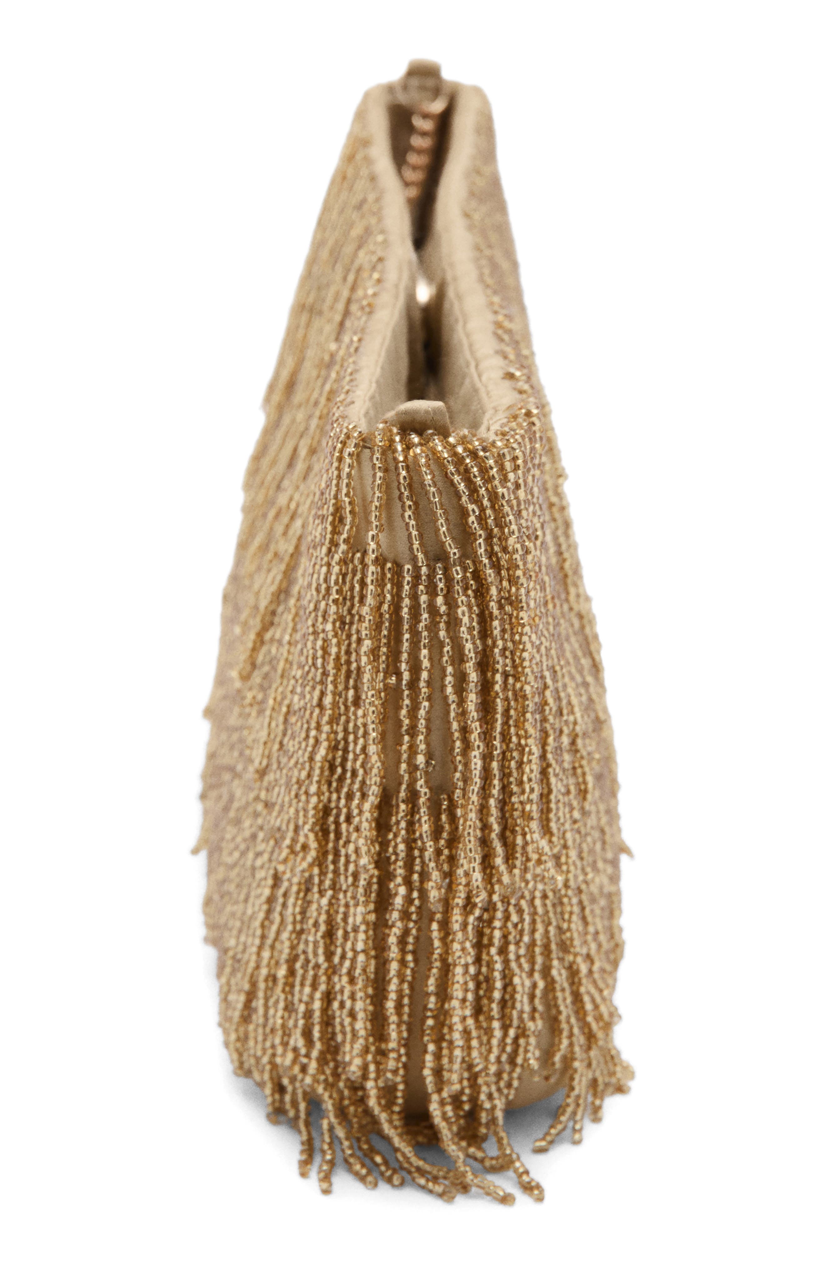 MANGO TEEN Beaded Clutch, Alternate, color, Gold