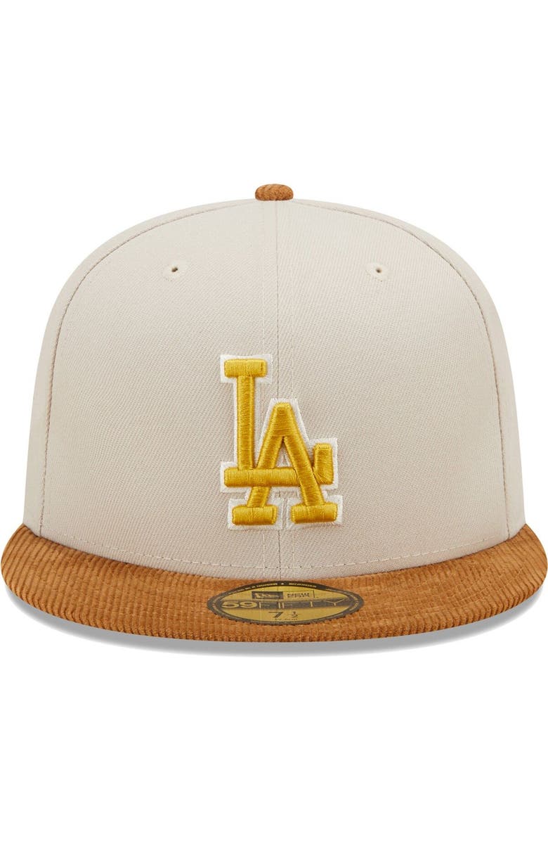New Era Men's New Era Cream/Brown Los Angeles Dodgers Corduroy Visor 59FIFTY Fitted Hat, Alternate, color, 