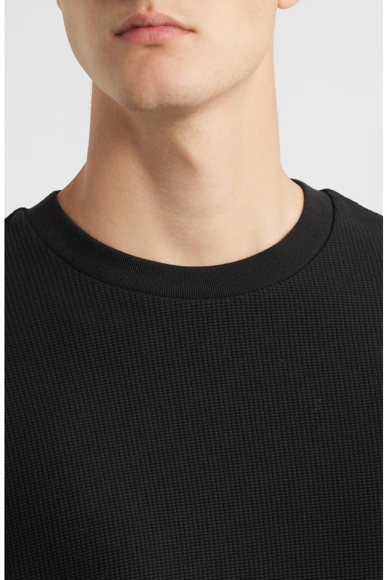 Long Sleeve Waffle Stitch T-Shirt, Alternate, color, BLACK