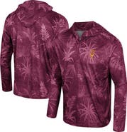 COLOSSEUM Men's Colosseum Maroon Arizona State Sun Devils Palms Printed Lightweight Quarter-Zip Hooded Top