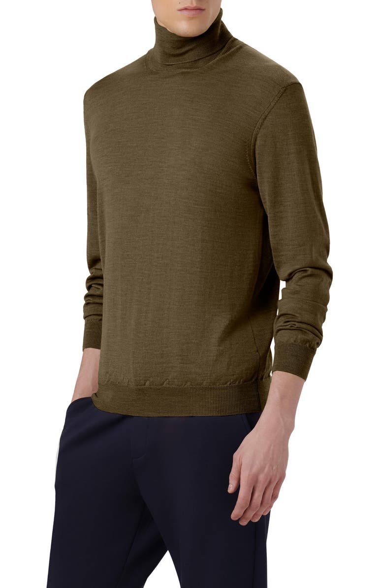 Bugatchi Sawyer Merino Wool Turtleneck Sweater, Alternate, color, Khaki