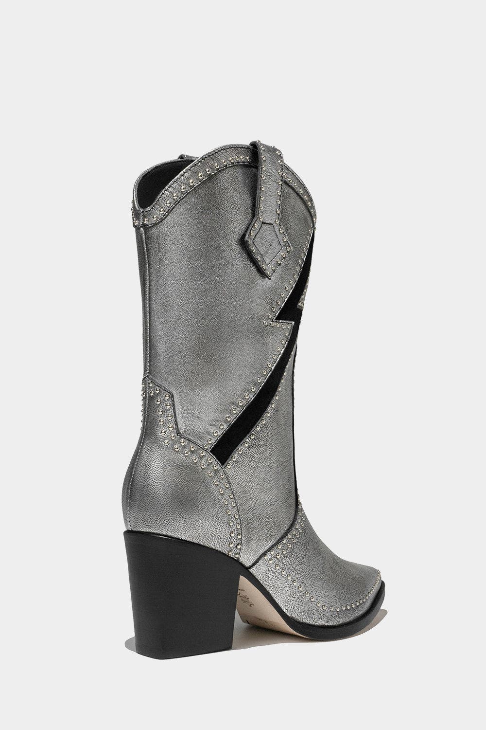 Dante Metallic Leather Boots Freddie, Alternate, color, Metallic Silver