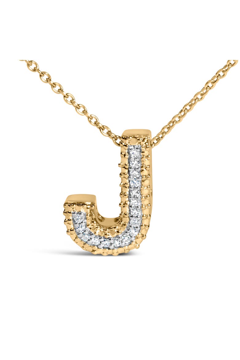 Yellow Gold Vermeil Diamond Accent "A-Z" Initial Bubble Pendant Necklace, Alternate, color, J